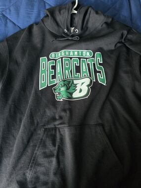 Champion Black Hoodie with Drawstring and Silver Eyelets